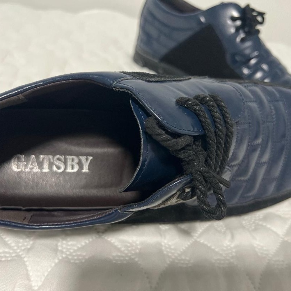 Gatsby Men’s Leather Shoes Size EU 48 Navy & Black - Picture 2 of 8